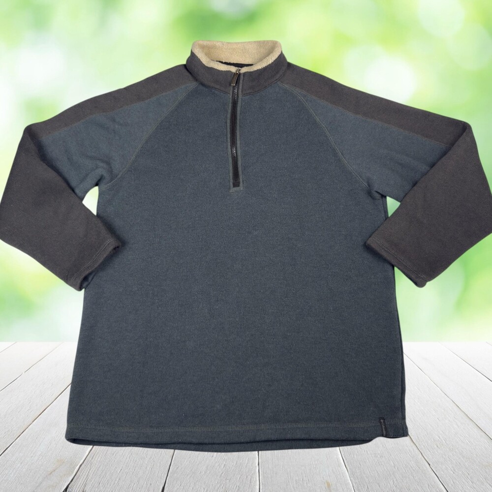 COLUMBIA Northern Peak 1/4 Zip Fleece Sweater Blue Gray Mock Neck Raglan Mens XL